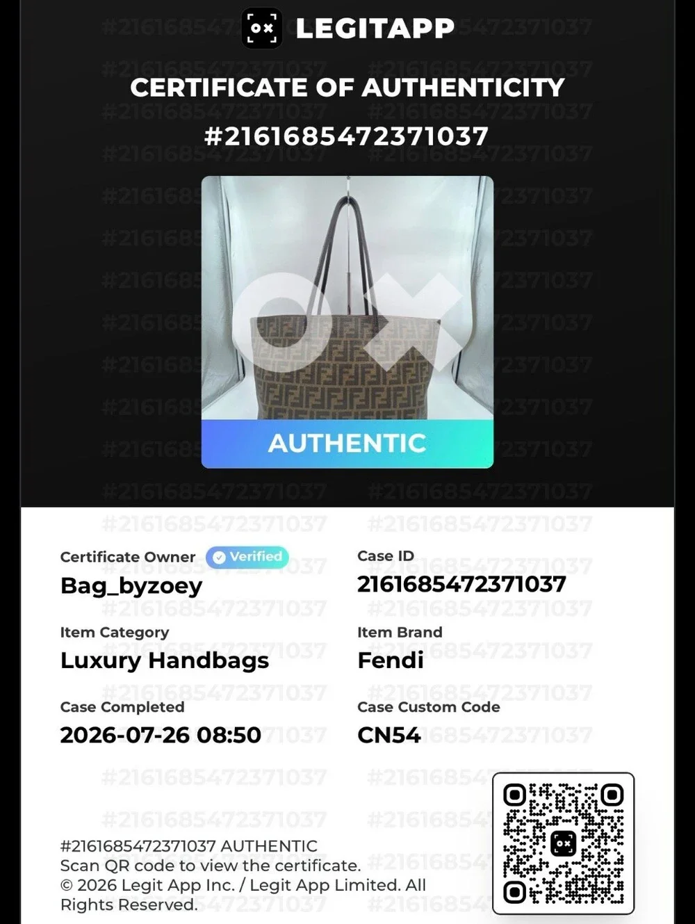 CN54 💟 Fendi Zucca Spalmati Tote